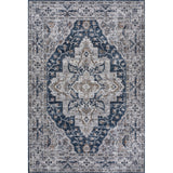 Nobleman Boho Gray Medallion Washable Indoor/Outdoor Area Rug