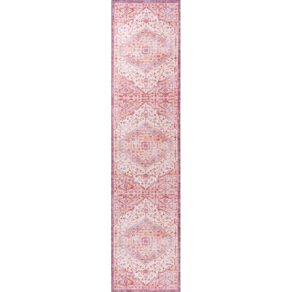 Bright ogee Medallion Washable Area Rug