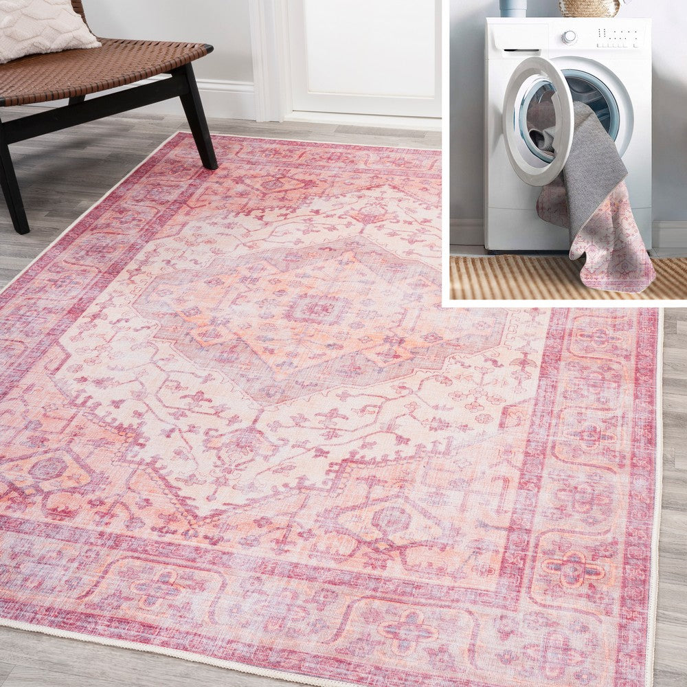 Bright ogee Medallion Washable Area Rug