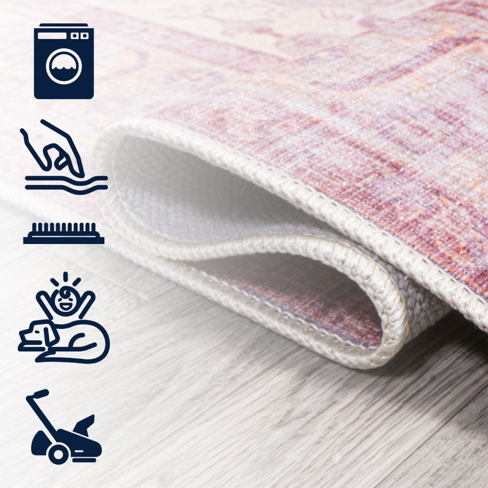 Bright ogee Medallion Washable Area Rug
