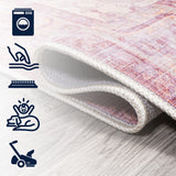 Bright ogee Medallion Washable Area Rug