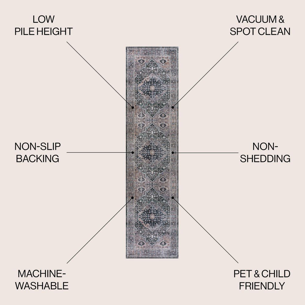 Bright ogee Medallion Washable Area Rug