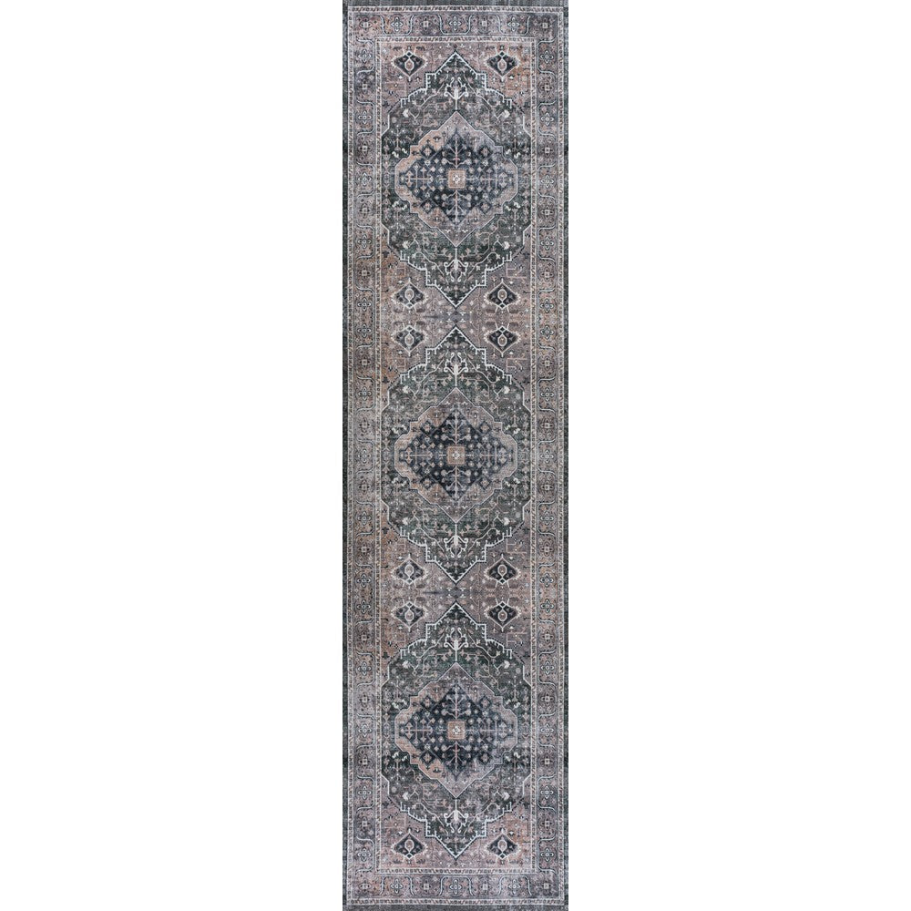 Bright ogee Medallion Washable Area Rug
