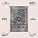 Bright ogee Medallion Washable Area Rug