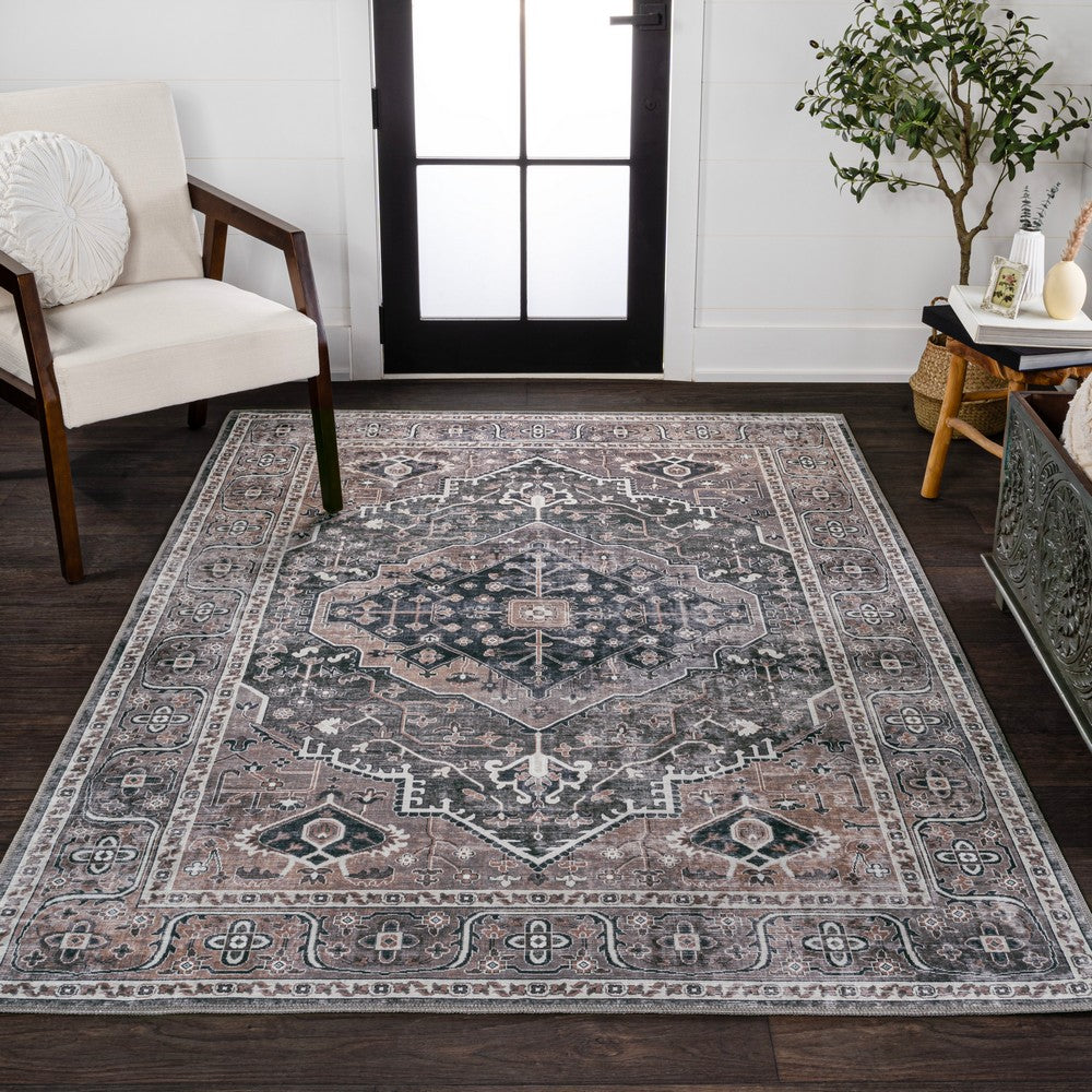 Bright ogee Medallion Washable Area Rug