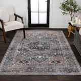 Bright ogee Medallion Washable Area Rug
