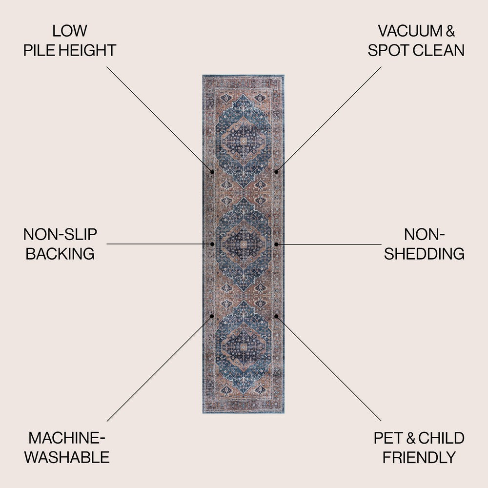 Bright ogee Medallion Washable Area Rug