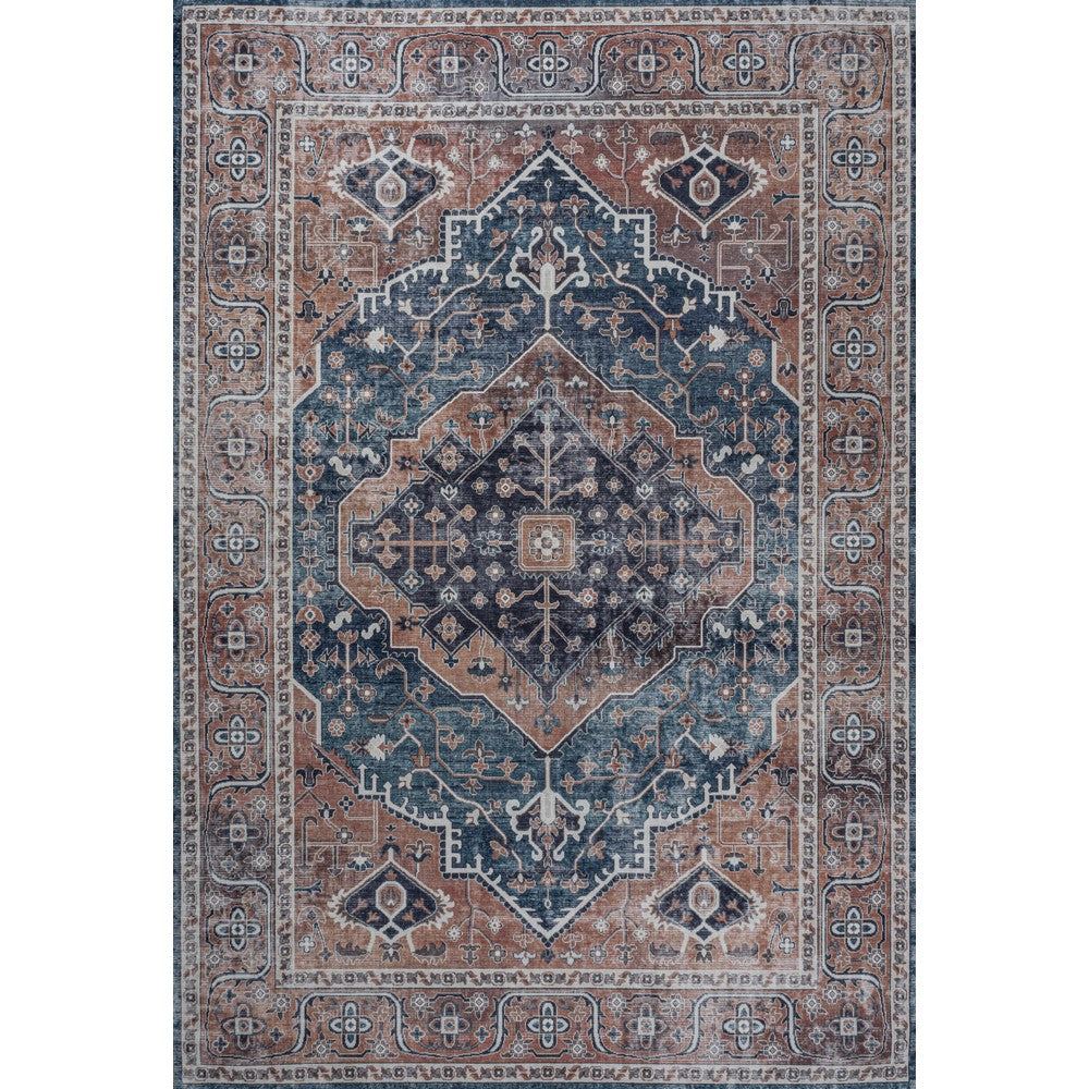 Bright ogee Medallion Washable Area Rug