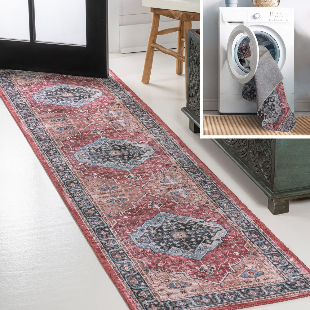 Bright ogee Medallion Washable Area Rug