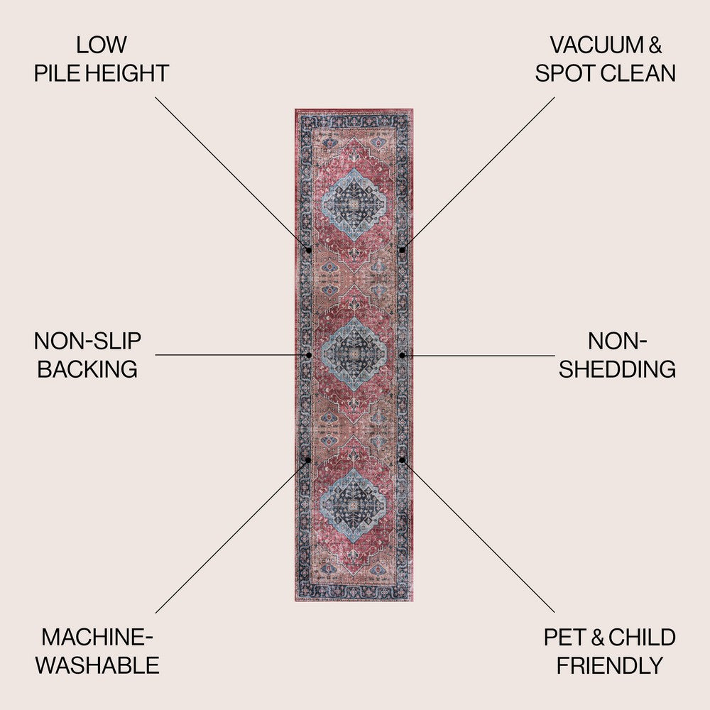Bright ogee Medallion Washable Area Rug