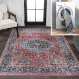 Bright ogee Medallion Washable Area Rug