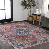 Bright ogee Medallion Washable Area Rug