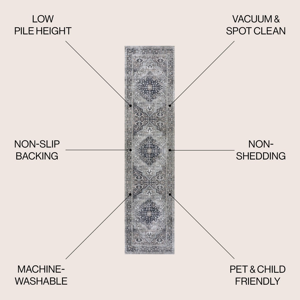 Bright ogee Medallion Washable Area Rug