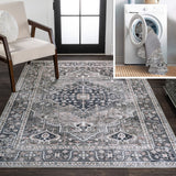 Bright ogee Medallion Washable Area Rug