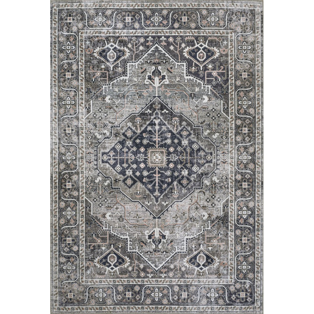 Bright ogee Medallion Washable Area Rug