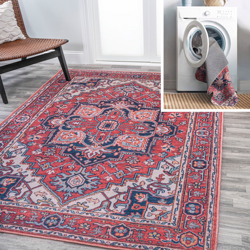 Garza Ornate Large Medallion Washable Area Rug