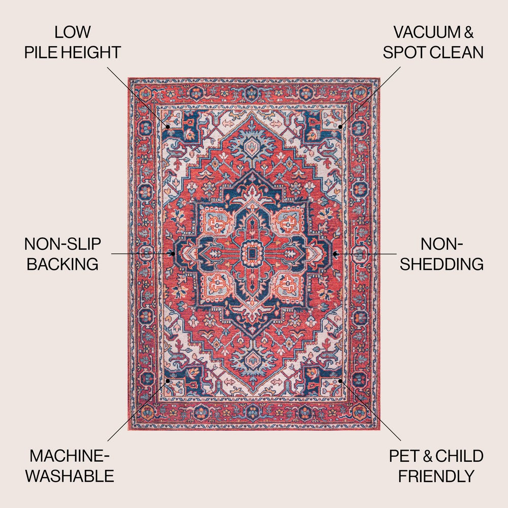 Garza Ornate Large Medallion Washable Area Rug