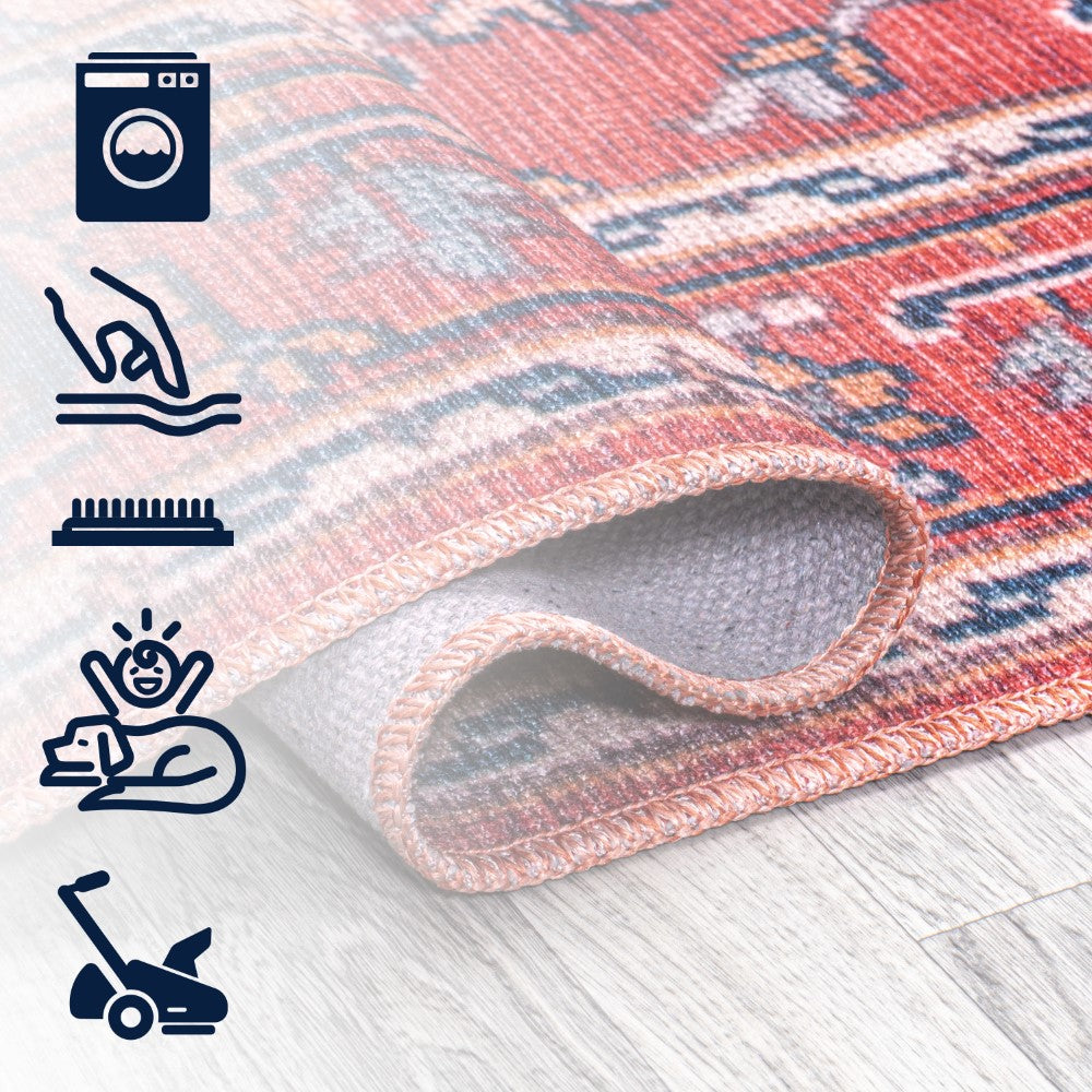 Garza Ornate Large Medallion Washable Area Rug