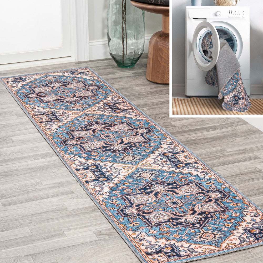 Garza Ornate Large Medallion Washable Area Rug