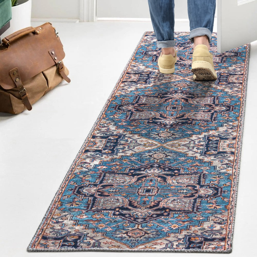 Garza Ornate Large Medallion Washable Area Rug