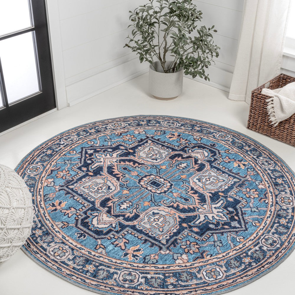 Garza Ornate Large Medallion Washable Area Rug