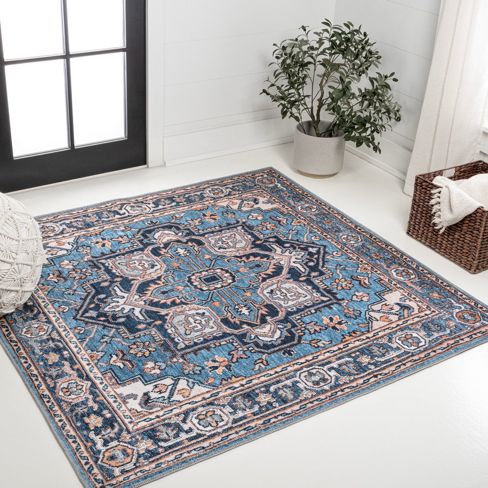 Garza Ornate Large Medallion Washable Area Rug