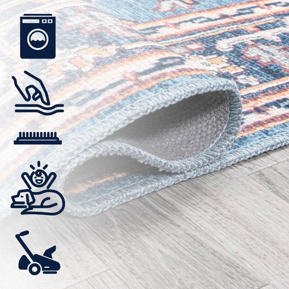 Garza Ornate Large Medallion Washable Area Rug