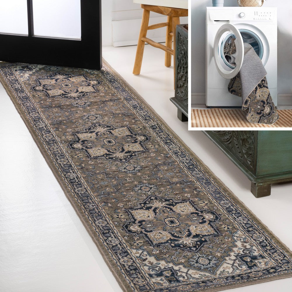 Garza Ornate Large Medallion Washable Area Rug