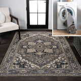 Garza Ornate Large Medallion Washable Area Rug