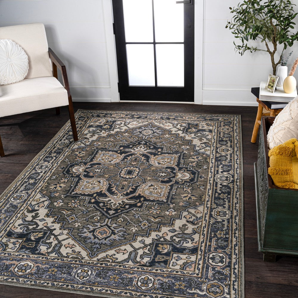 Garza Ornate Large Medallion Washable Area Rug