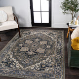 Garza Ornate Large Medallion Washable Area Rug