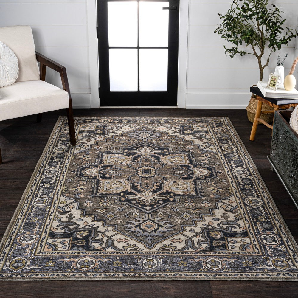 Garza Ornate Large Medallion Washable Area Rug