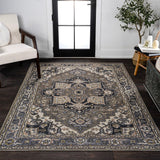 Garza Ornate Large Medallion Washable Area Rug