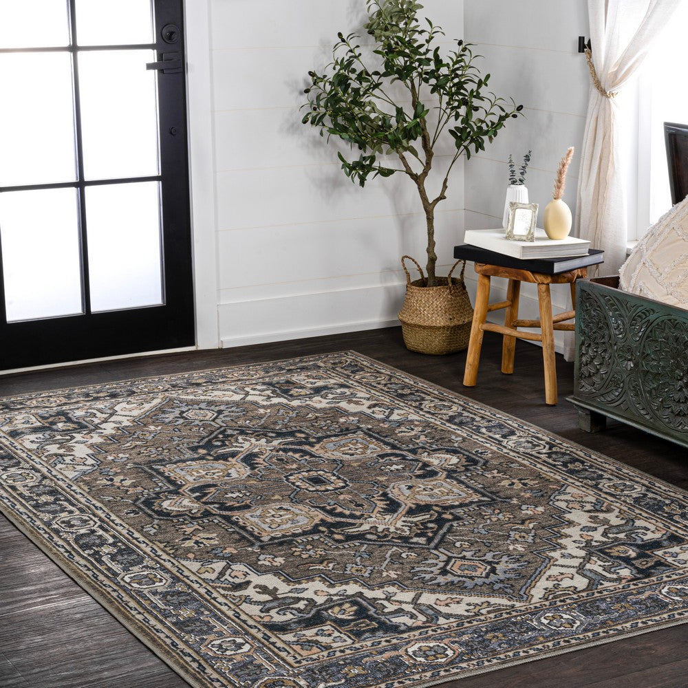 Garza Ornate Large Medallion Washable Area Rug
