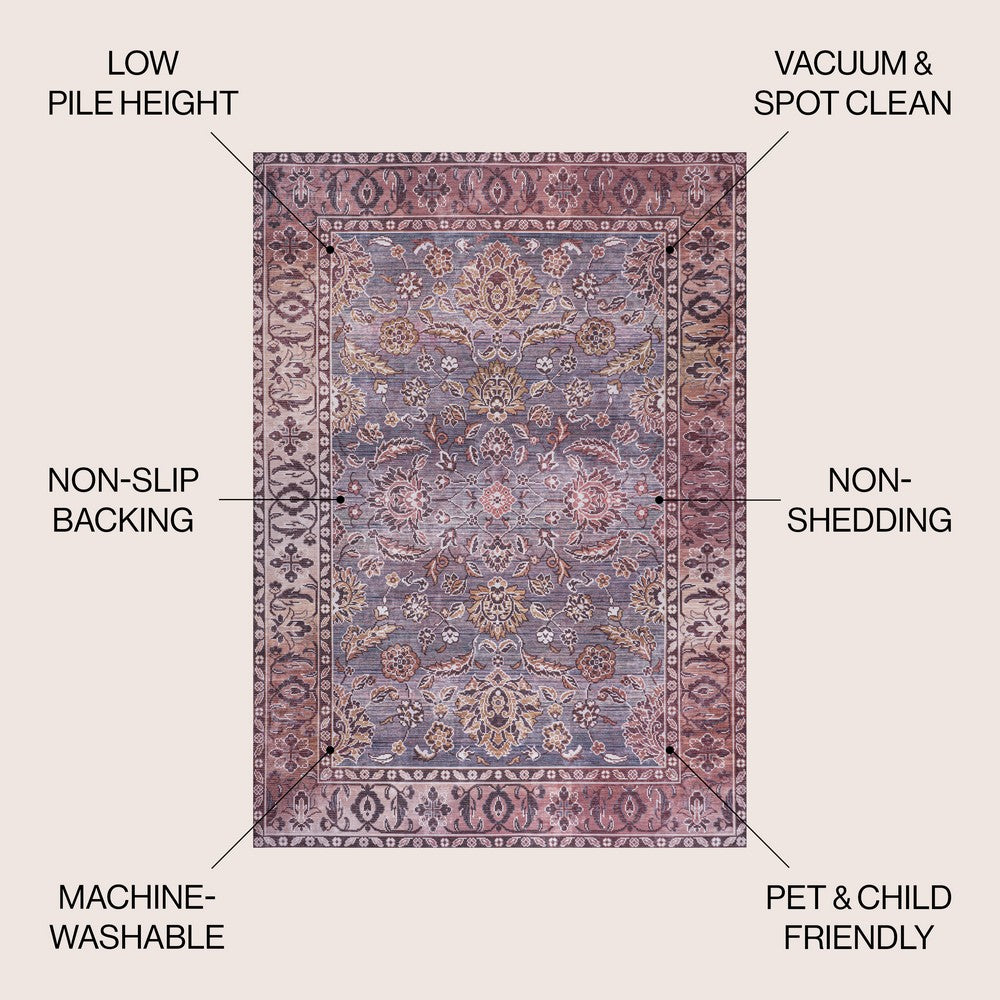 Story ornate Persian All-over Washable Area Rug