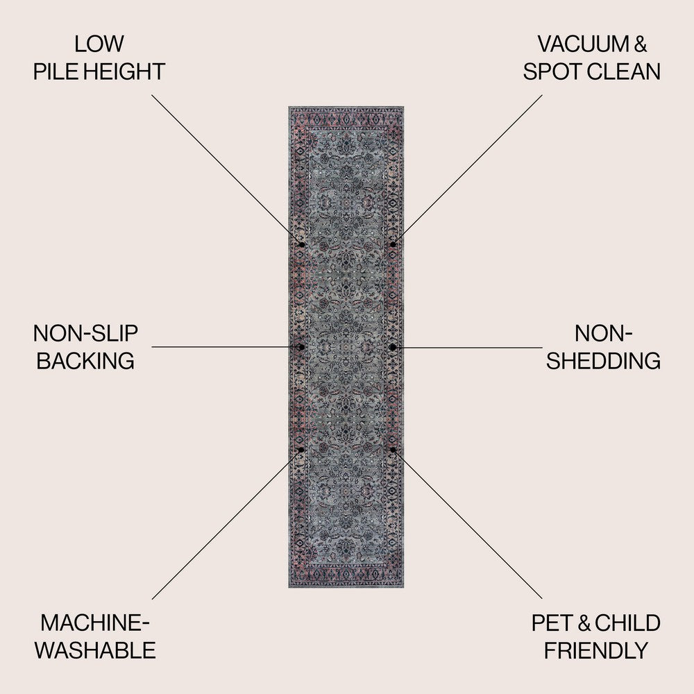 Story ornate Persian All-over Washable Area Rug