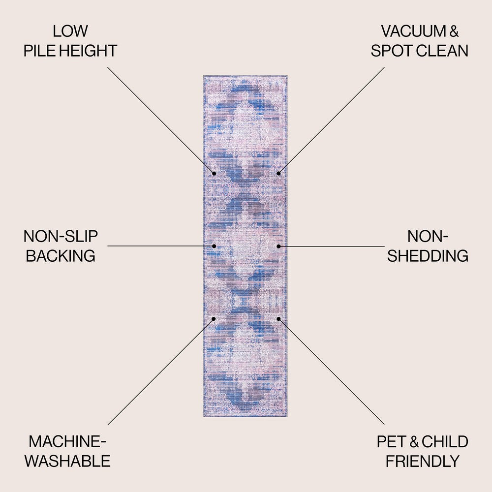 Reedsy bohemian Medallion Washable Area Rug