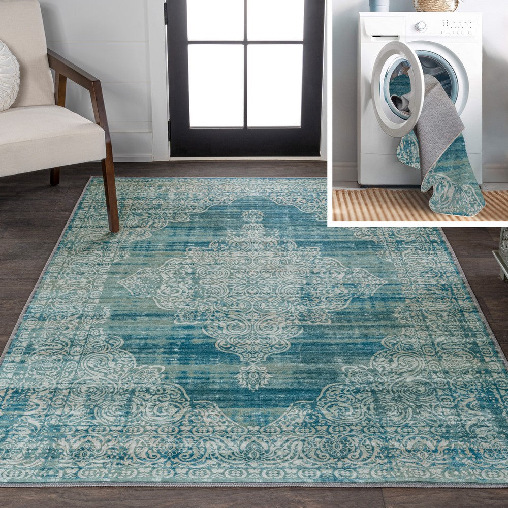 Reedsy bohemian Medallion Washable Area Rug