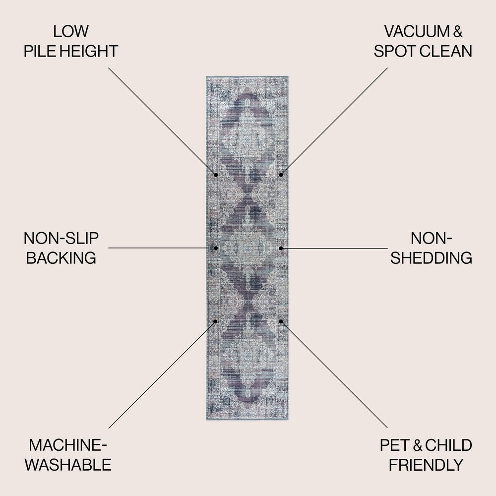 Reedsy bohemian Medallion Washable Area Rug