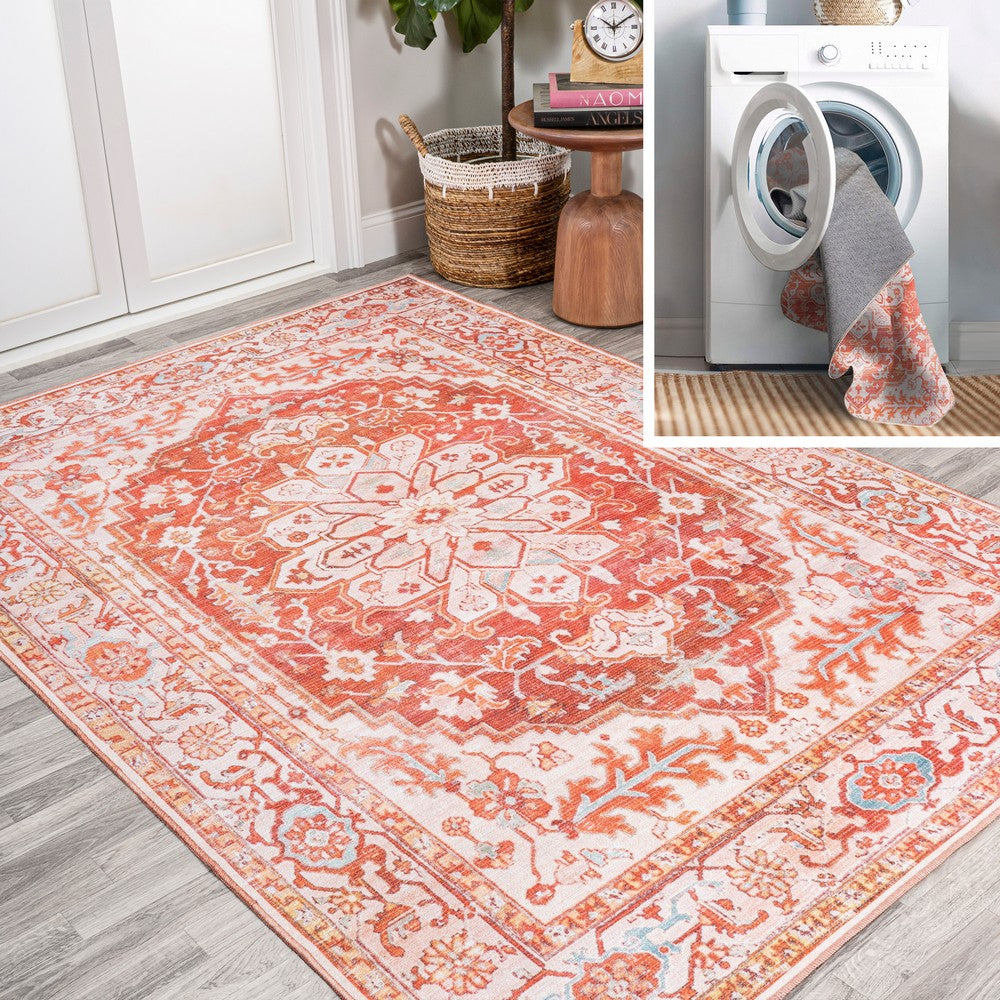 Marshall Ornate Medallion Washable Area Rug