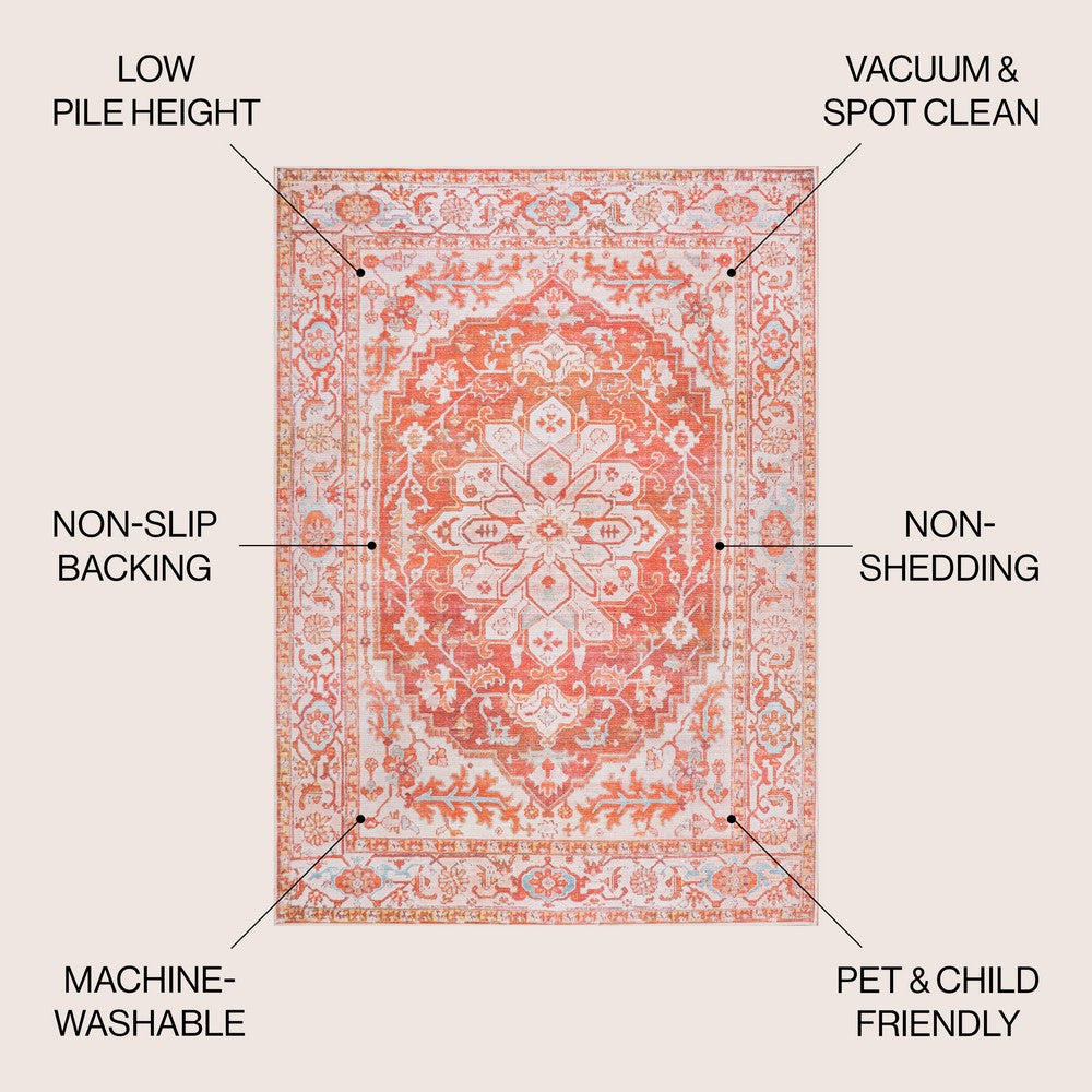 Marshall Ornate Medallion Washable Area Rug