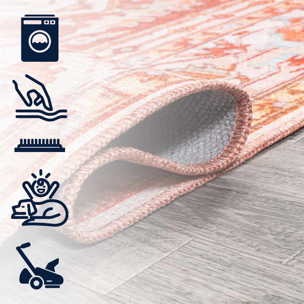 Marshall Ornate Medallion Washable Area Rug