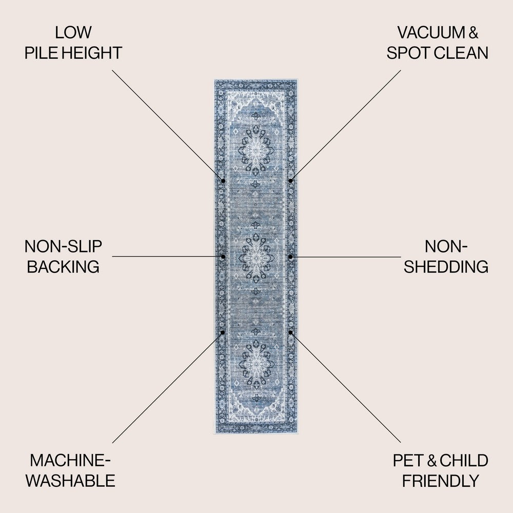 Marshall Ornate Medallion Washable Area Rug