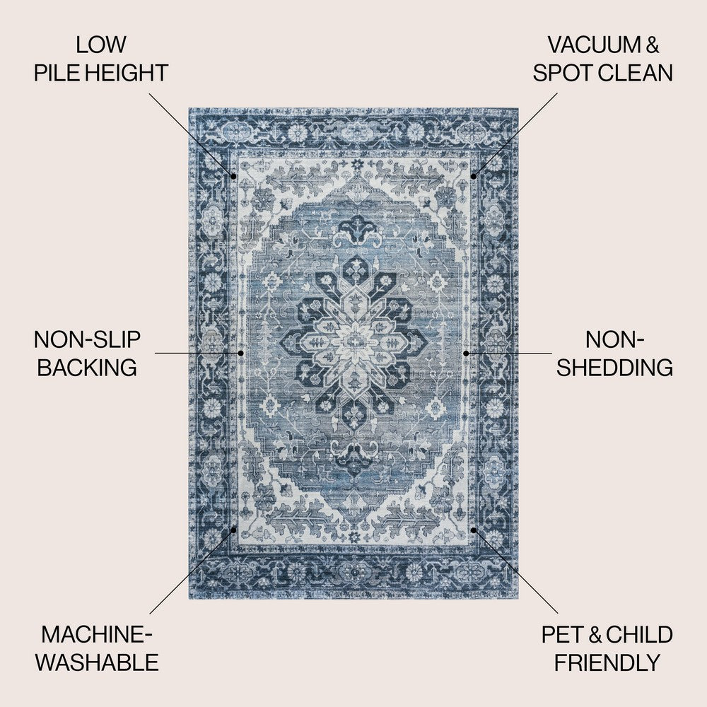 Marshall Ornate Medallion Washable Area Rug