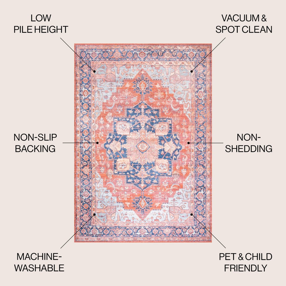 Twitty Ornate Medallion Washable Area Rug