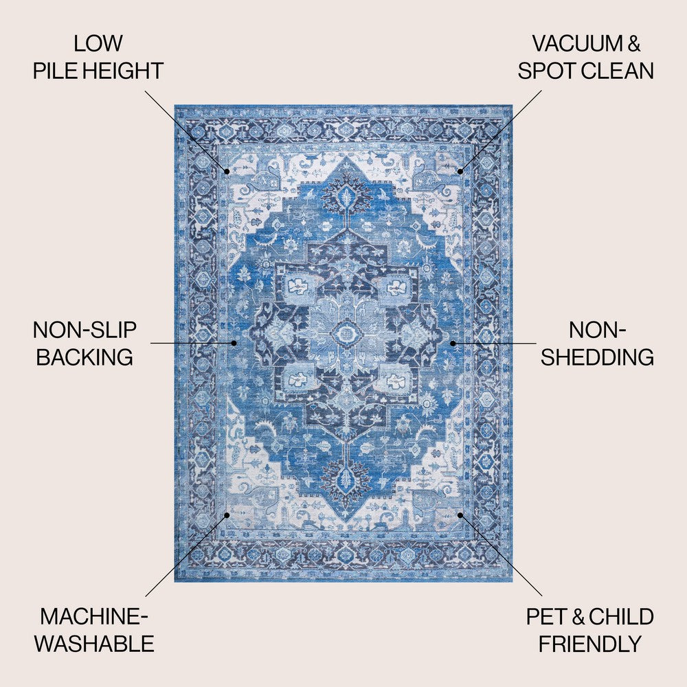 Twitty Ornate Medallion Washable Area Rug