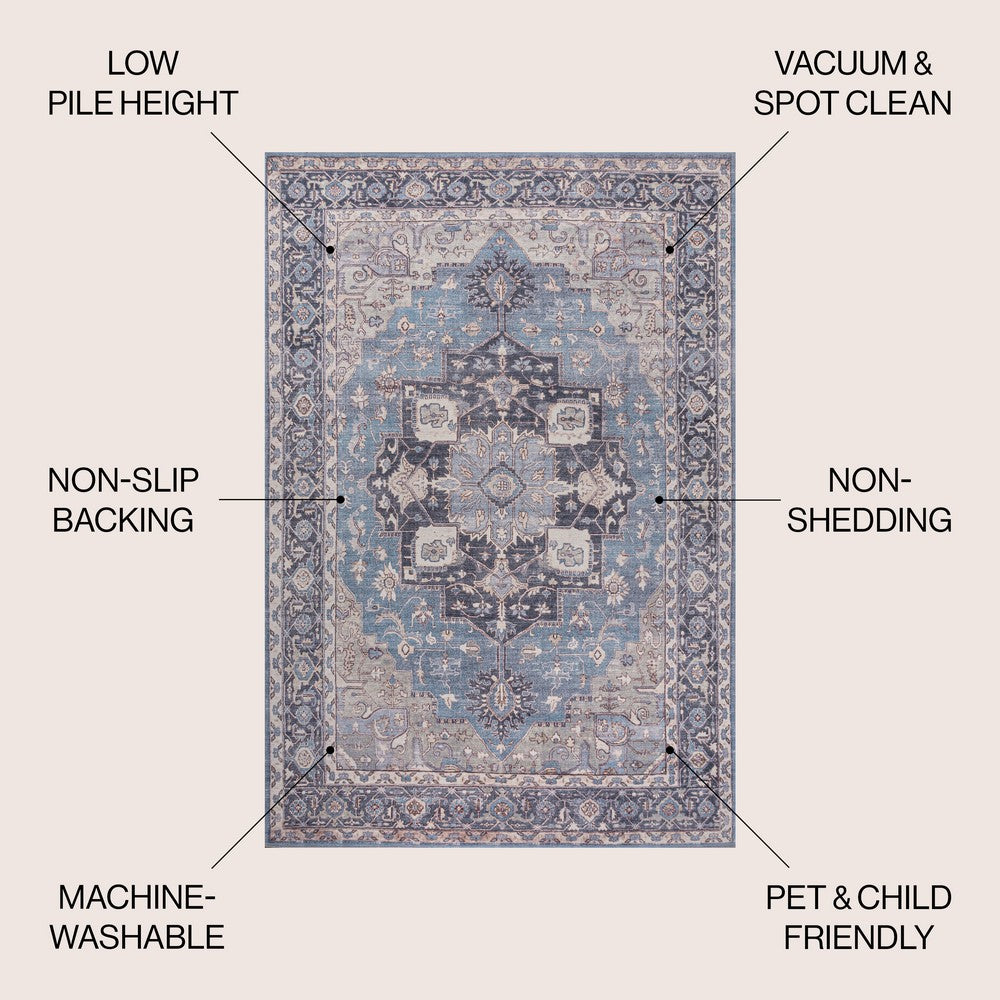 Twitty Ornate Medallion Washable Area Rug