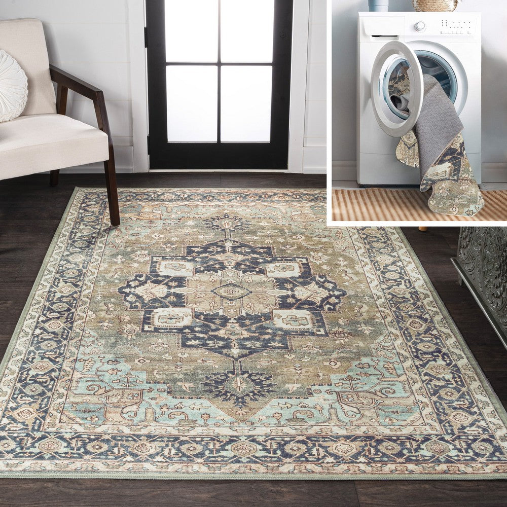 Twitty Ornate Medallion Washable Area Rug