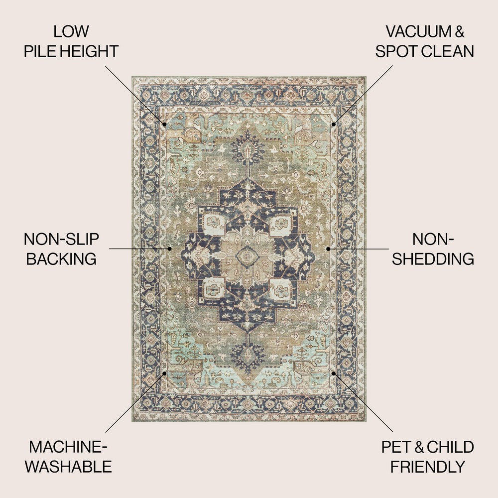 Twitty Ornate Medallion Washable Area Rug