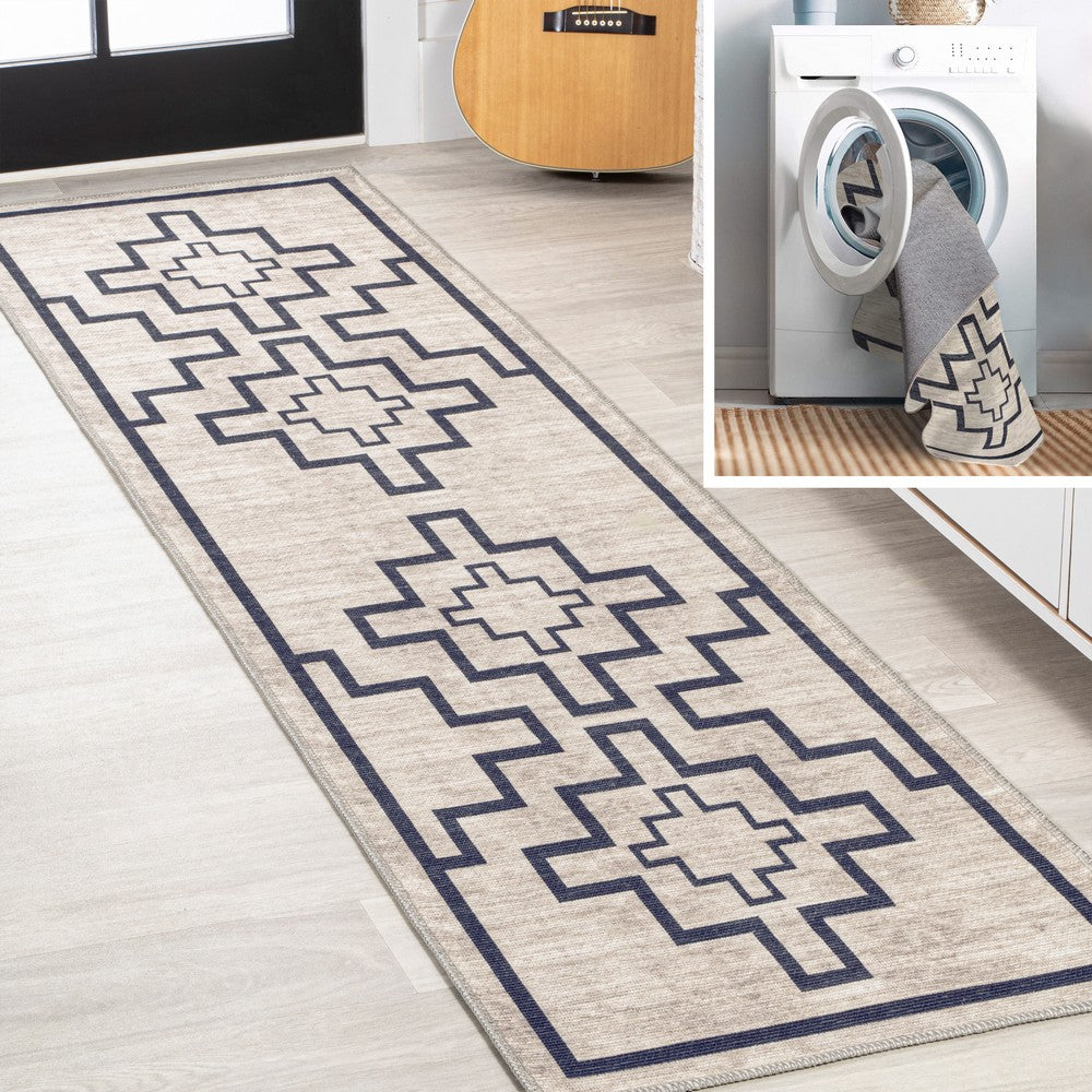 Townsend Minimalist Medallion Machine-washable Area Rug